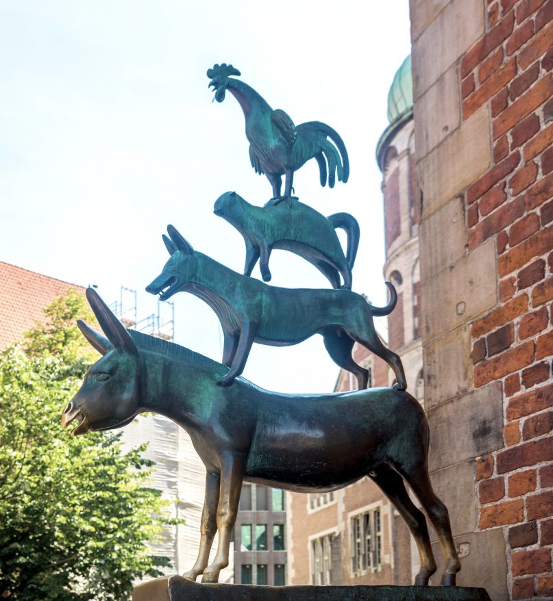 Die Bremer Stadtmusikanten am Bremer Rathaus